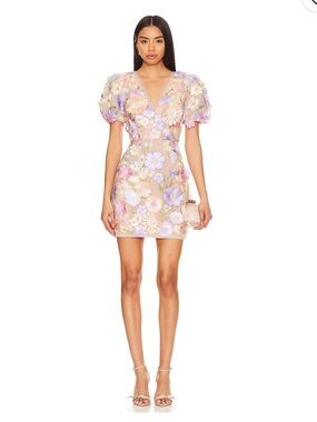 Elliatt Multi Pastel Floral Embellished Mini Dress